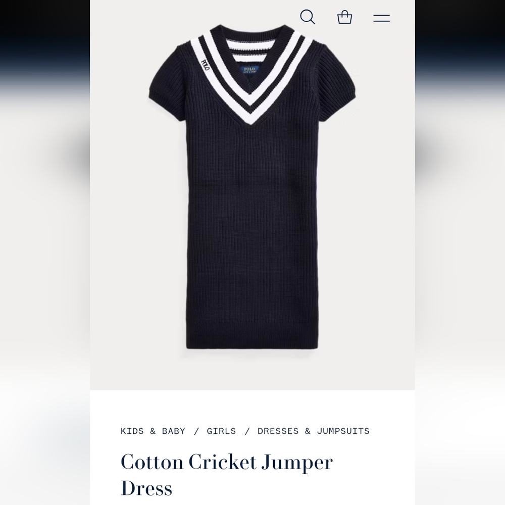 Polo Ralph Lauren Navy Cotton Cricket Jumper Dress